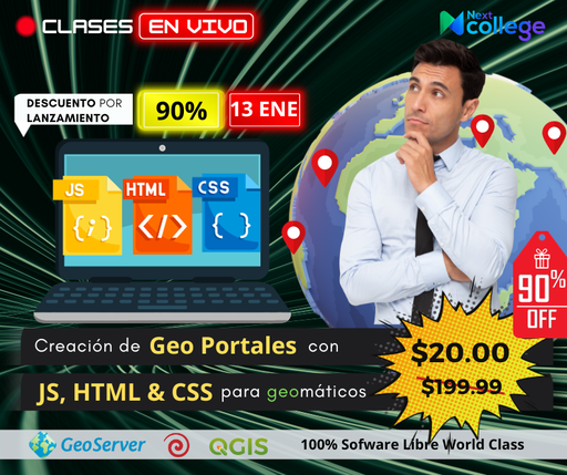Especialización Plus en JS, HTML & CSS para Geomáticos (Descuento especial)